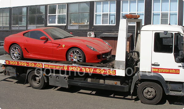 Ferrari 599 GTB Fiorano на эвакуаторе Горюнов-Авто (фото 1)