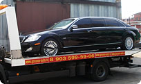 Удлиненный Mercedes-Benz S600 (W221) на эвакуаторе Горюнов-Авто